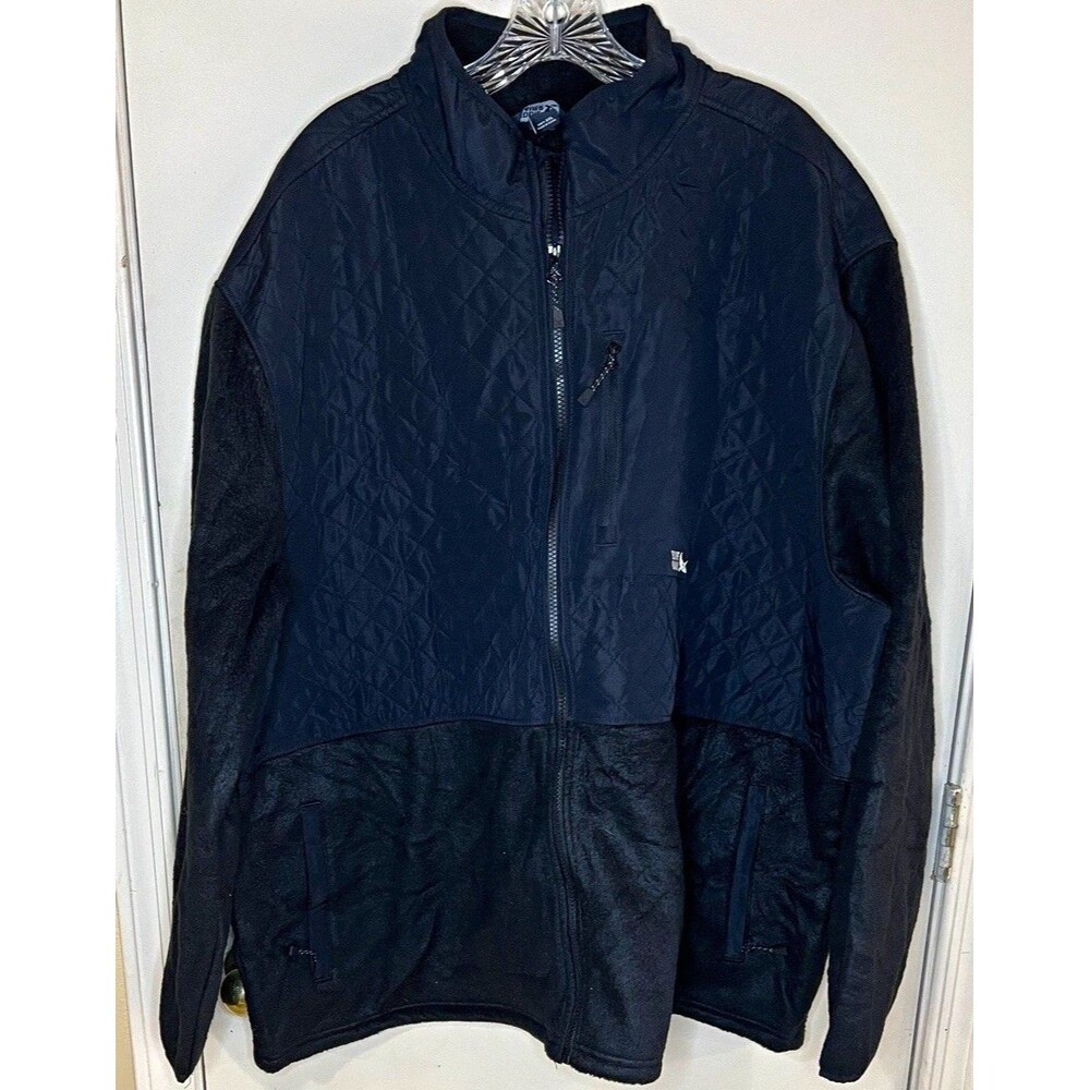 Eddie Bauer Men's 3XL Black Quilted Full Zip Jacket Pockets Stand-Up Collar